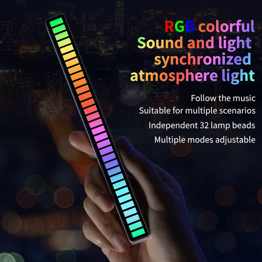 Led Sound Control Light Bar RGB Ambient Pickup Rhythm Lamp Music USB Adjustabl Automotivo Strip For Automobiles Family Party